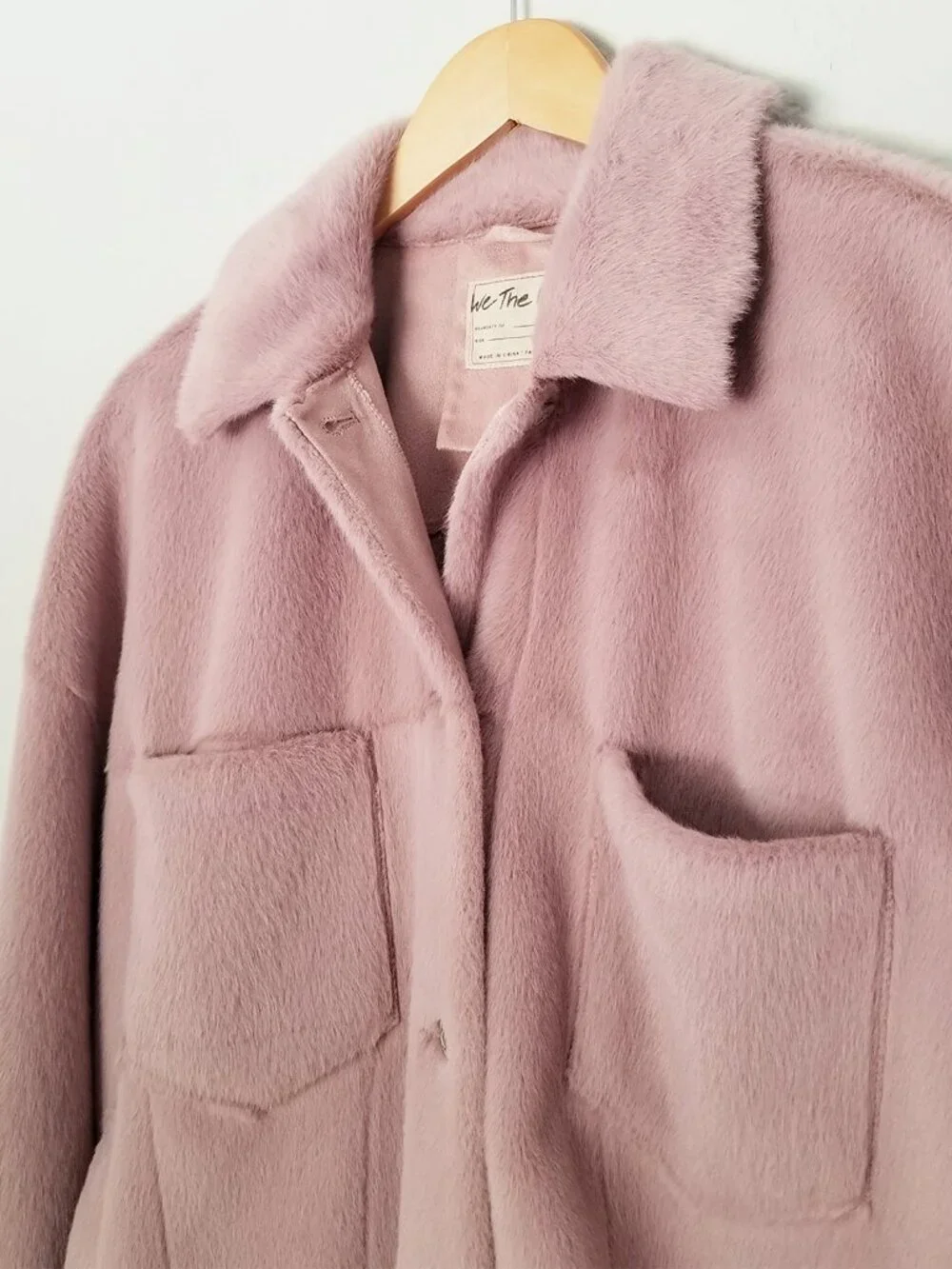 Free People We the Free Cozy Opal Swing Jacket in Pink Size S Faux Fur Teddy $98